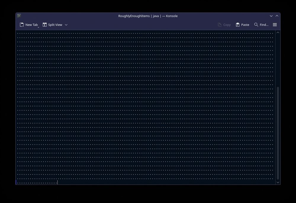 a linux terminal screen filled with dots