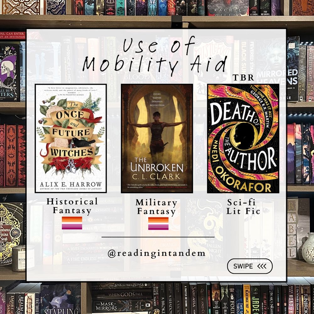 The Once and Future Witches by Alix E. Harrow (Historical Fantasy)
	•	The Unbroken by C.L. Clark (Military Fantasy)
	•	Death of the Author by Nnedi Okorafor (Sci-fi Literary Fiction)