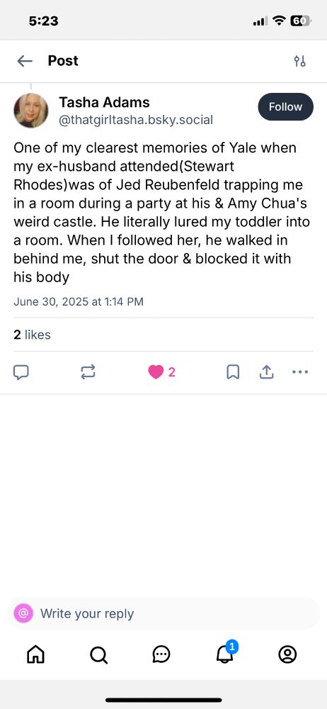 Example of Jed Rubenfeld creeping.