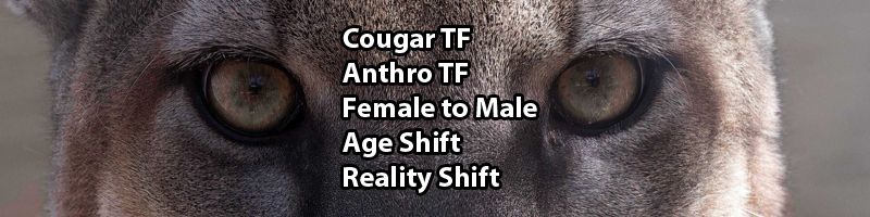 Image of cougar with tags for Wild Trails
Cougar TF
Anthro TF
Female to Male
Age Shift
Reality Shift