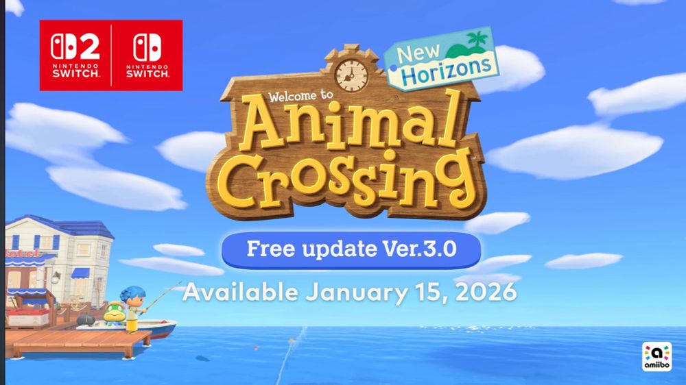 Picture of the announcement that animal Crossing new horizons is getting an update on the Nintendo switch
