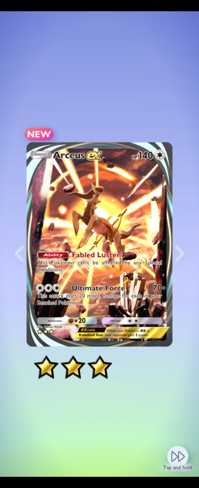 Arceus EX secret rare full art card from the mobile PTCG