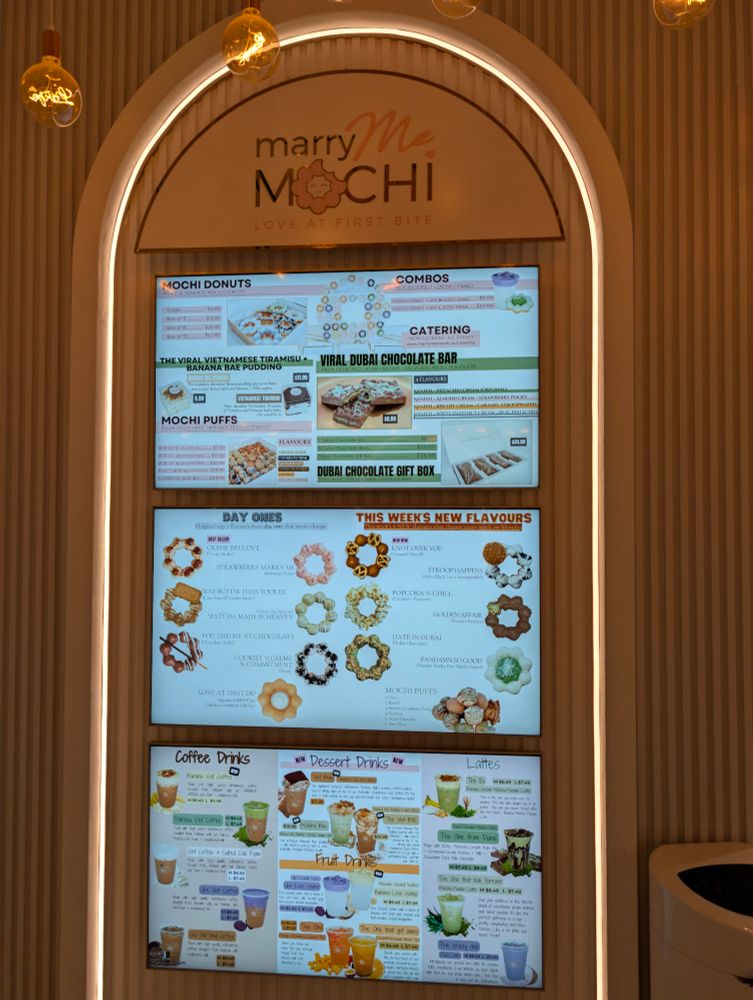 A menu at Marry me mochi