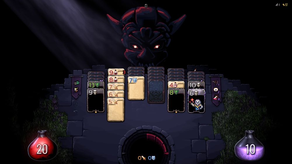 A prototype boss fight in progress with a placeholder demon sketch in place.