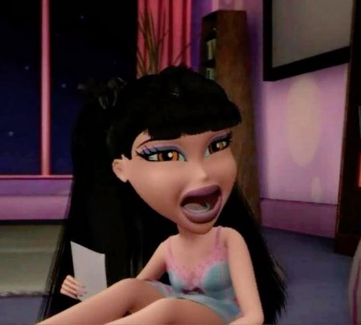 bratz doll character screaming while looking up from a piece of paper