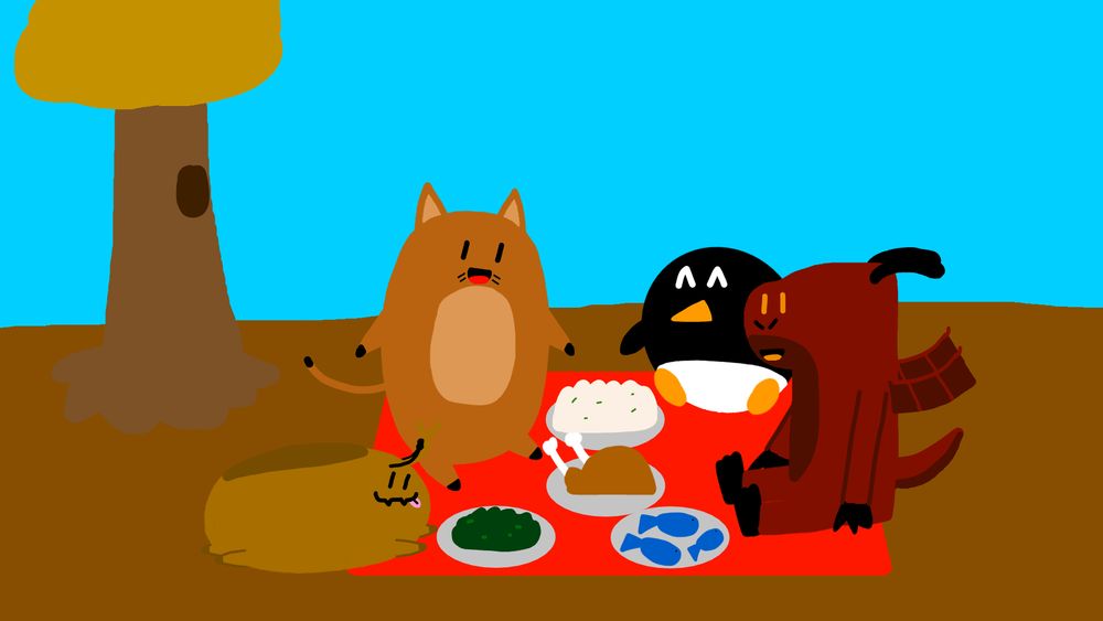 Bean, Spud, Curry, Stew are having a thanksgiving picnic!