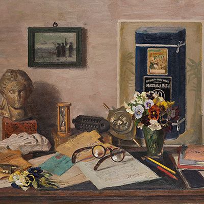 Fig.: Alberto Salietti, On the desk, 1946, private collection (courtesy: Il Ponte Casa d'Aste).