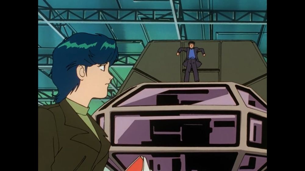 Odelo doing a stupid-ass pose on top of the Fishbone as Elischa looks on slightly unimpressed in the foreground