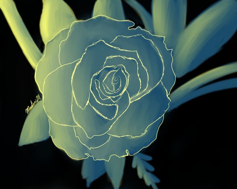 A rose in blue and yellow.
