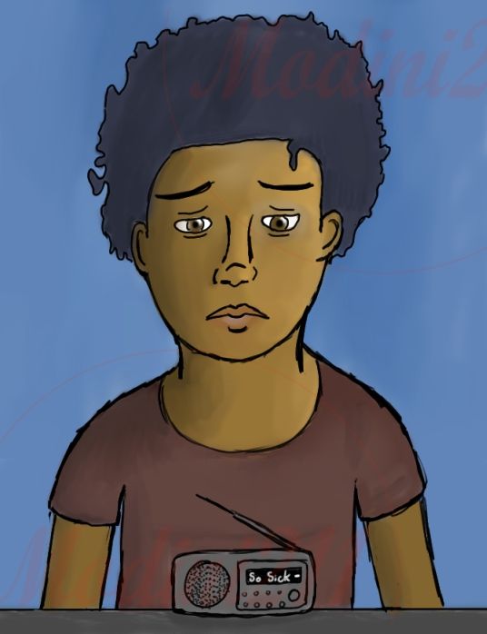 A guy looking at the radio wanting to turn it off, but just can't bring himself to do so.