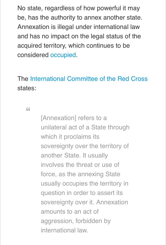 Annexation is illegal under international law 