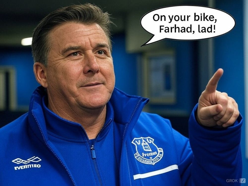 Dan Friedkin points towards an exit sign and says, 'On your bike, Farhad, lad!'