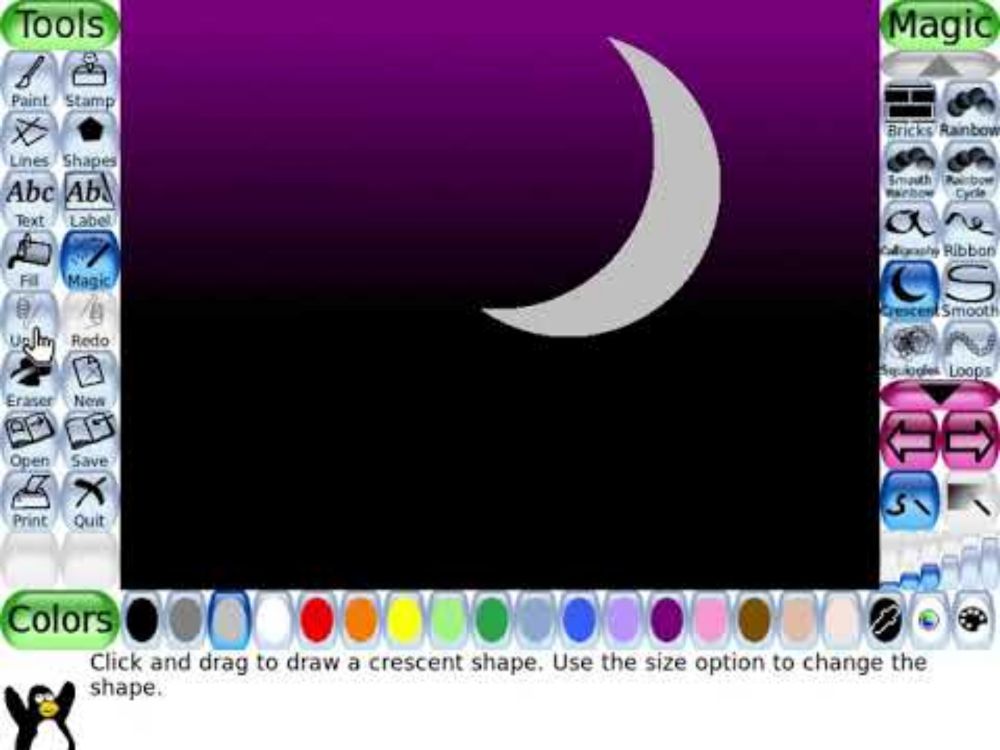 Crescent tool for Tux Paint