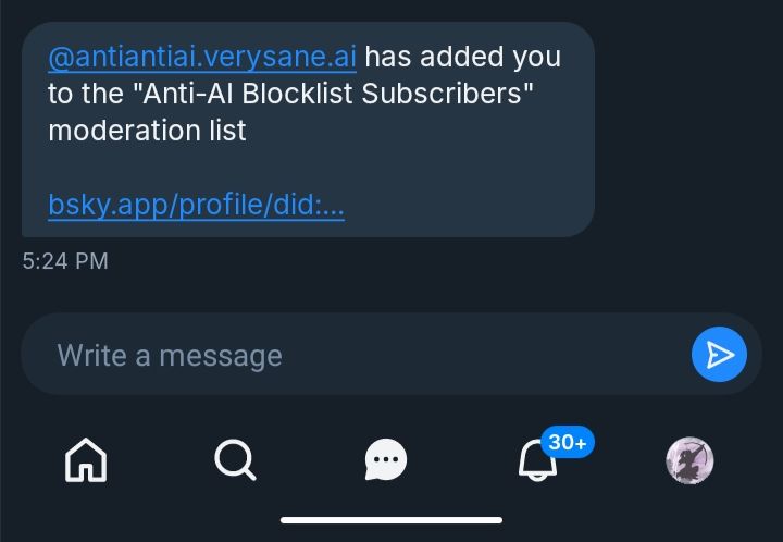 Anti-Anti-AI had added me to the "Anti-AI Blocklist Subscribers"