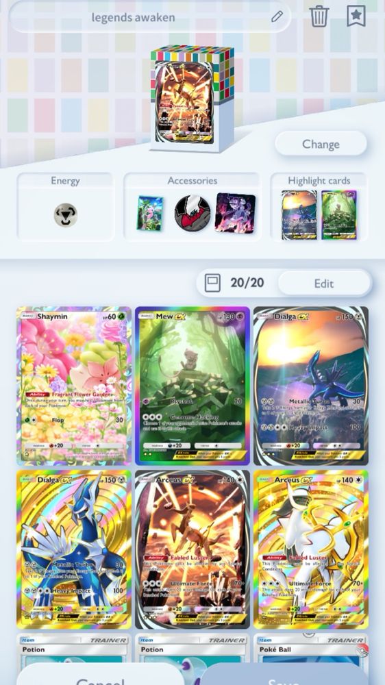 Full art Shaymin, full alt art Mew EX, Immersive art Dialga EX, Crown rare Dialga EX, Immersive art Arceus EX, Crown rare Arceus EX