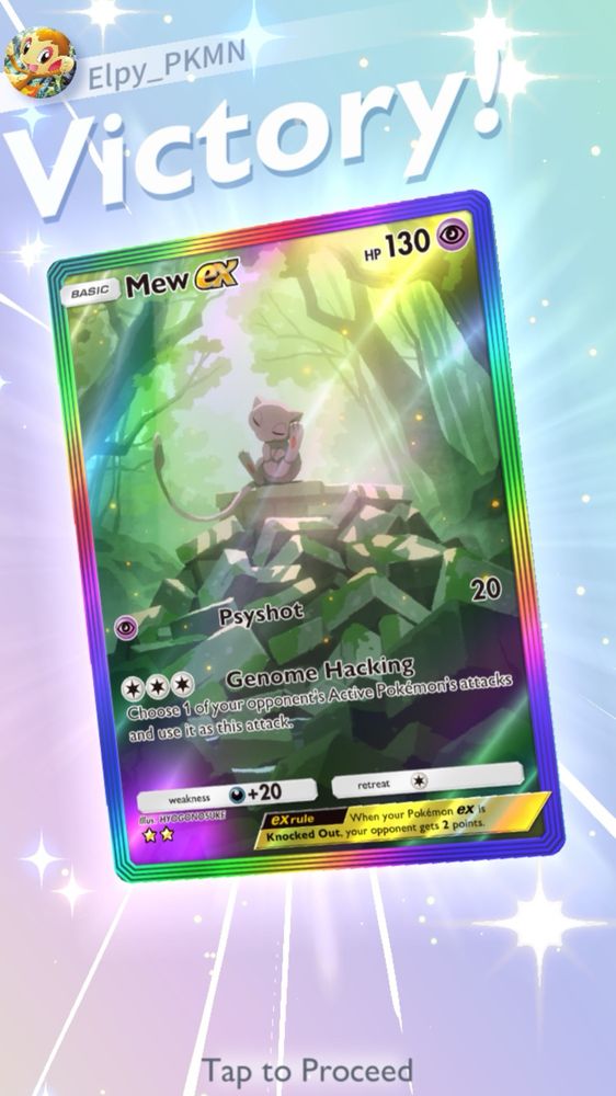 Victory!
Full alt art, rainbow border Mew EX