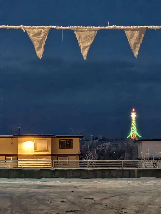 The AT&T tower Christmas Tree on Government Hill in Anchorage, Alaska makes its first appearance of the season on 11/26/2025. Happy Holidays everyone.