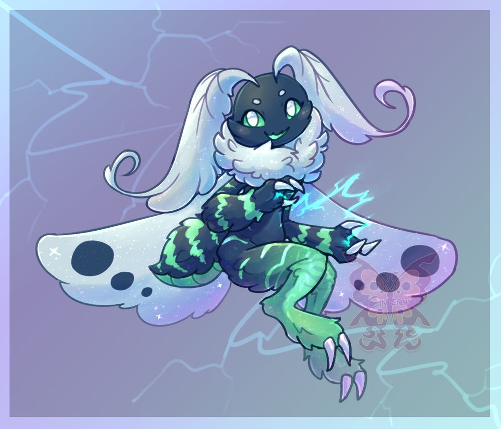 Image shows an anthro moth with electric powers.