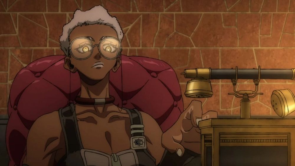 A frame of Semiu Grier from Gachiakuta interacting with a phone