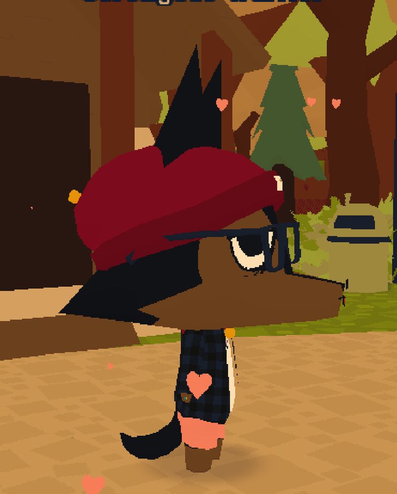 a brown and black dog designed in webfishing to look like Mikey