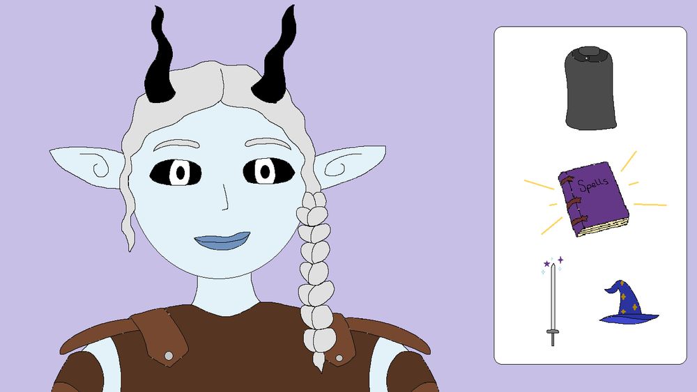 A scuffed drawing of celestialscramble's DnD character.