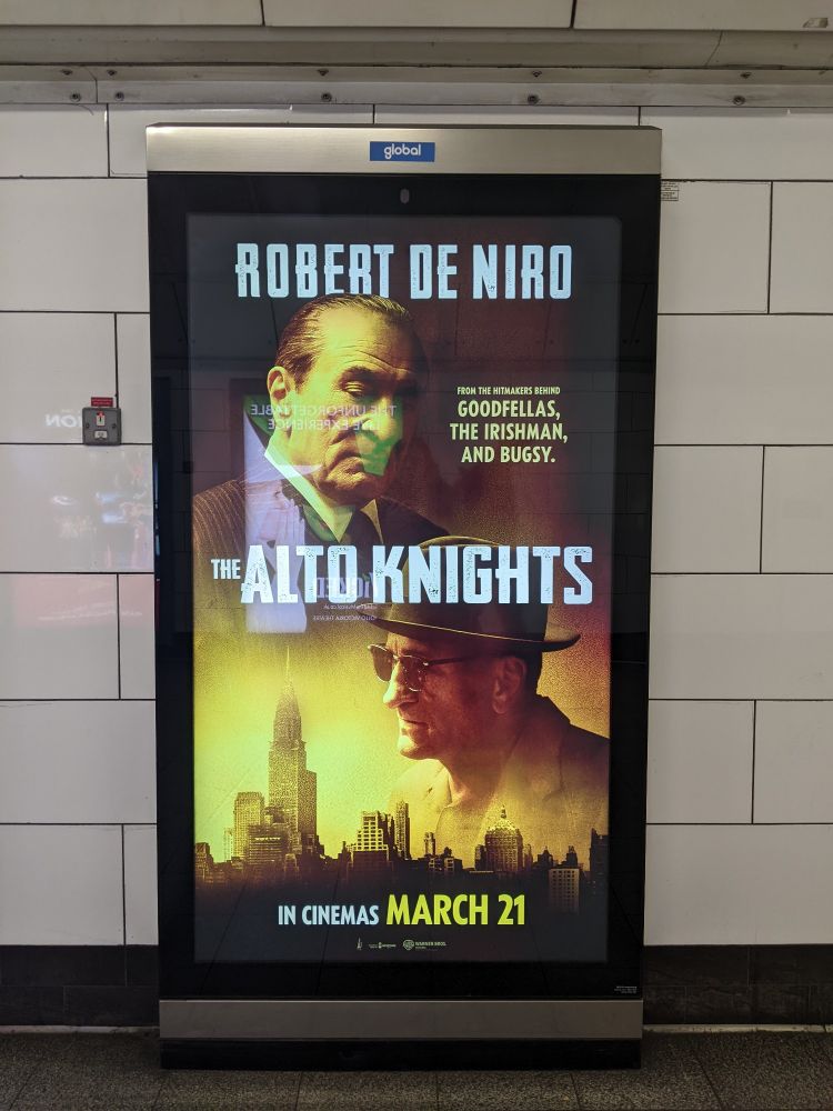 Tube station advert for what appears to be a gangster film starring Robert De Niro called The Alto Knights