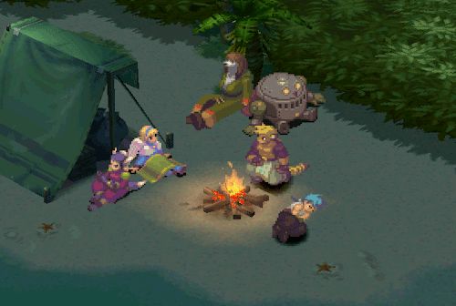 The main characters of Breath of Fire IV(4) resting by a campfire.