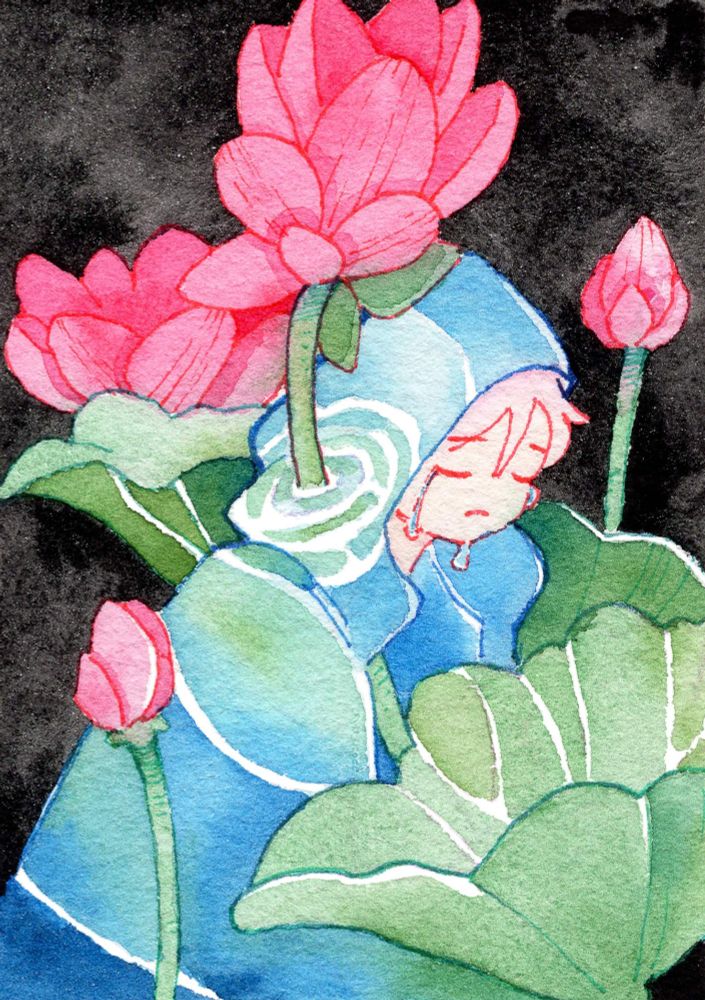 Lotus are growing through her and I found her in tears.