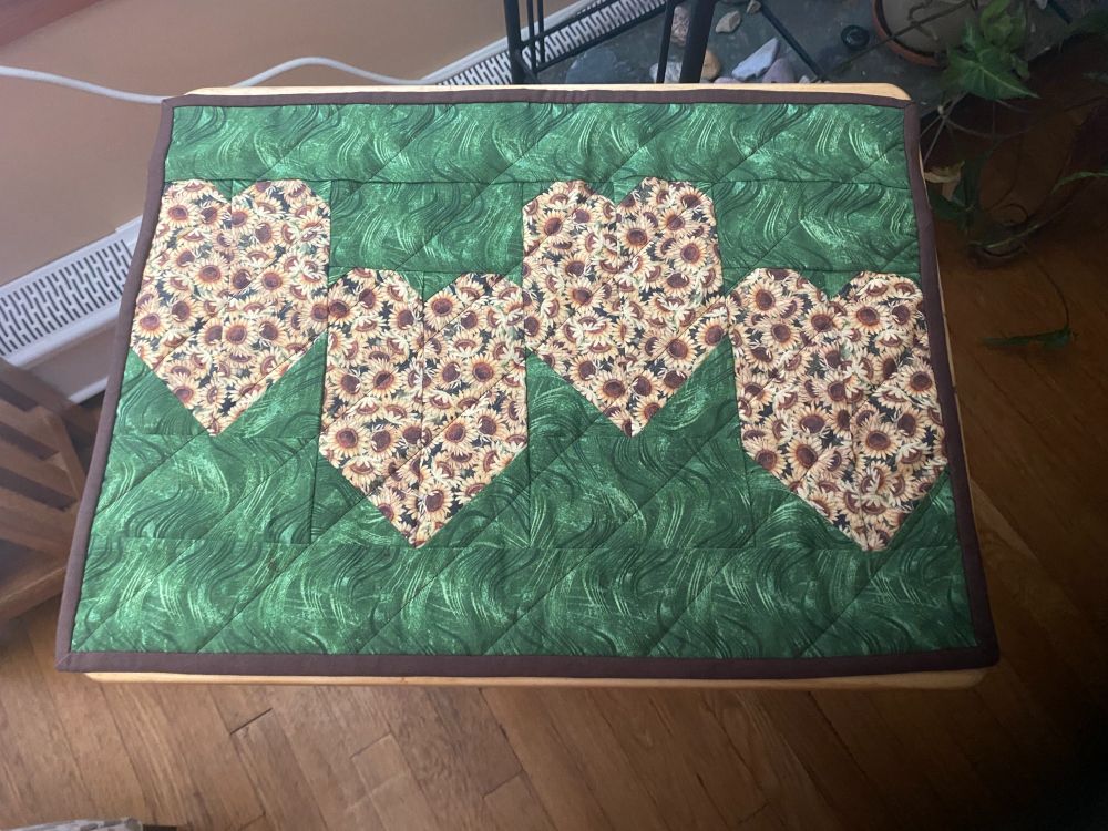 15x20 quilted tv tray quilt. love the movement in the green fabric and the binding looks so good!