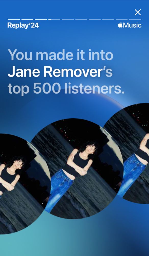 apple music replay; i am in the top 500 listeners of jane remover 