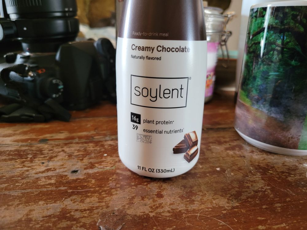 A bottle of soy lent, creamy chocolate. 