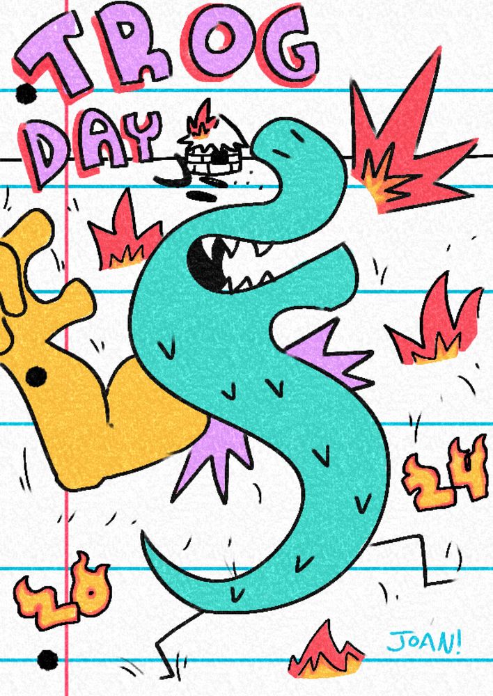 a trogdor on lined paper