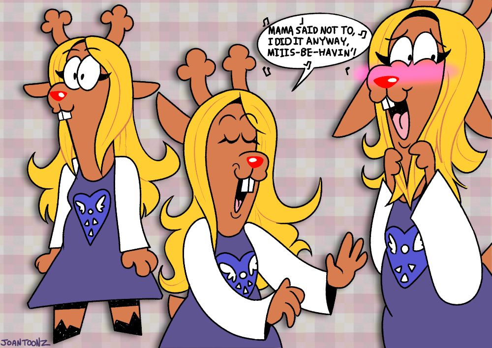 three little doodles of noelle in her little church robes! she's singing that misbehavin' song from righteous gemstones, blushing and just standing there