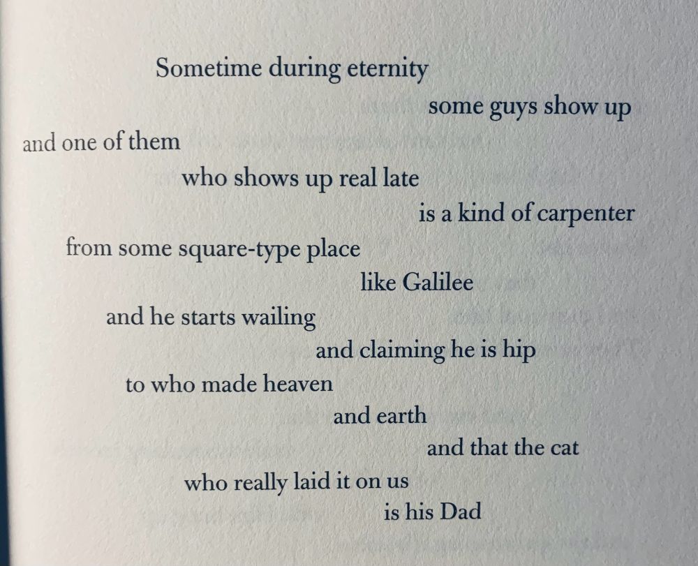 Ein Gedichtauszug des Autors über einen weinende jesusartige Person in einer weirden Situation