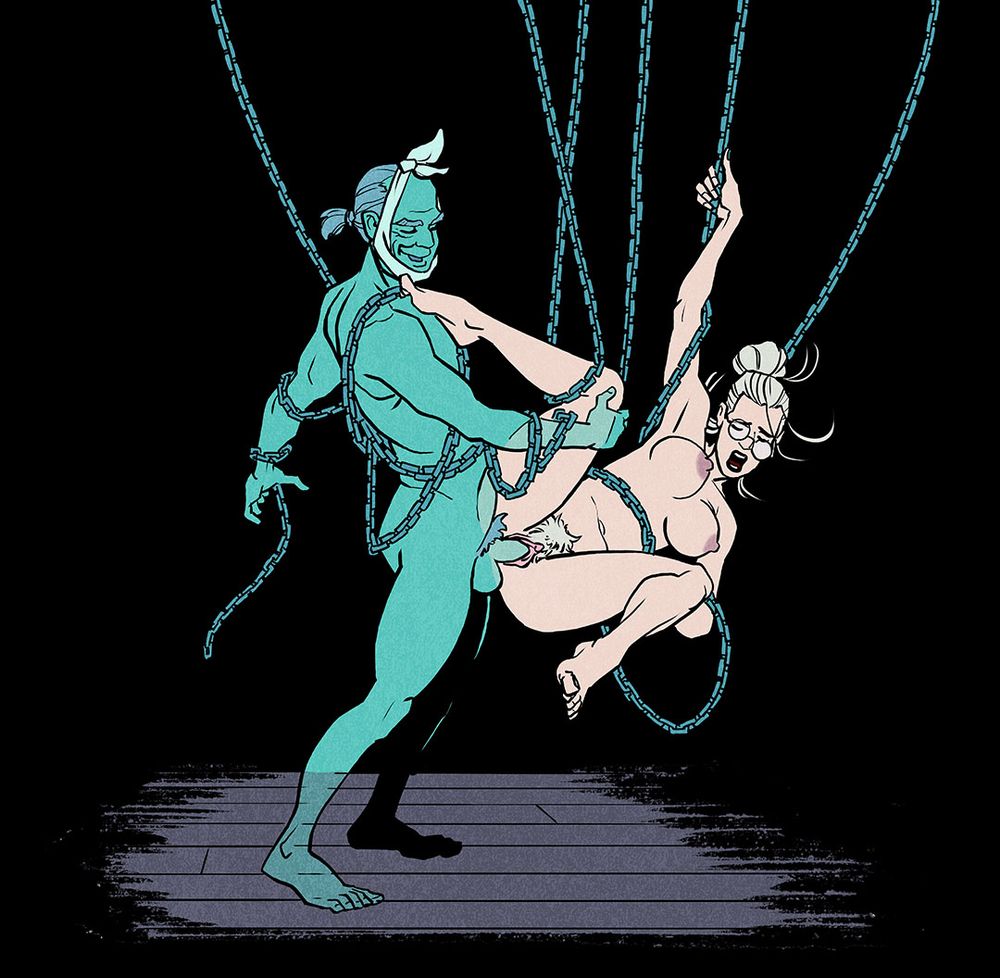 Ebaneeza Scrooge getting plowed by the ghost of Jacob Marley.