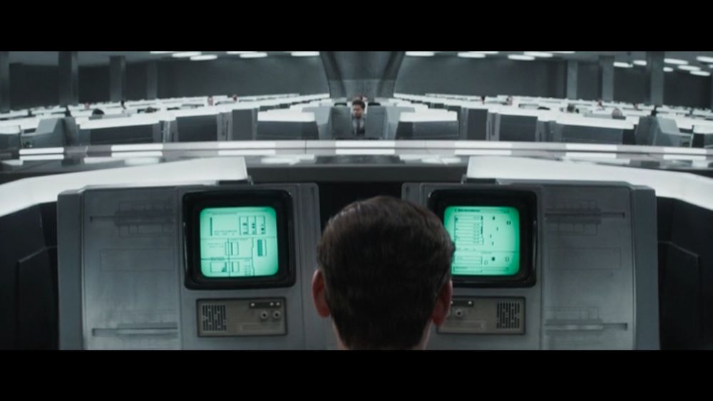 Scene from the Disney series Andor that looks remarkably like severance