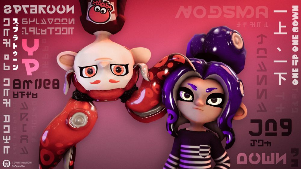 Joy upright and Akira upside down.

Featured:

Akira
Joy




Joanna "Joy" Oberlin and Akira created to MrMisterMoe 

Splatoon Inkling Typefaces by frozenpandaman

Splatoon Round Script Typefaces by jacebeleren
Splatoon Deepsea fonts by Kirbypost-Generator

Splatoon Alterna Script Typefaces by addnin

Splatoon Square Typefaces and Sign Types by ardnin (Deciphered by Rassicas and MaidCactus)



Splatoon belongs to Nintendo 