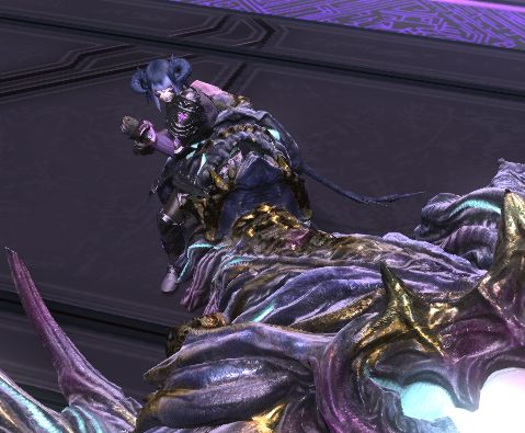 FFXIV Dawntrail screencap of the player's WOL dancing over the corpse of a defeated boss.