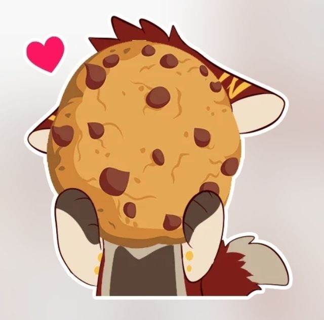 Sticker of JFET holding a giant cookie