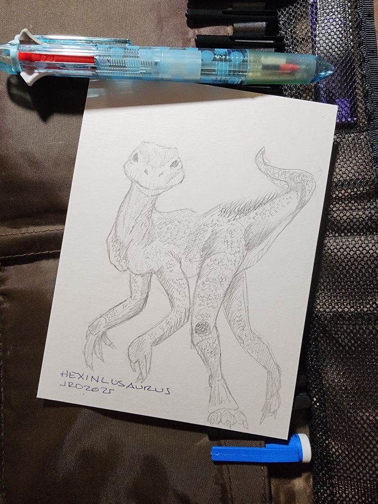 A sketch by Robert Deans of a Hexinlusaurus, a Middle Jurassic dinosaur mostly found in China. 