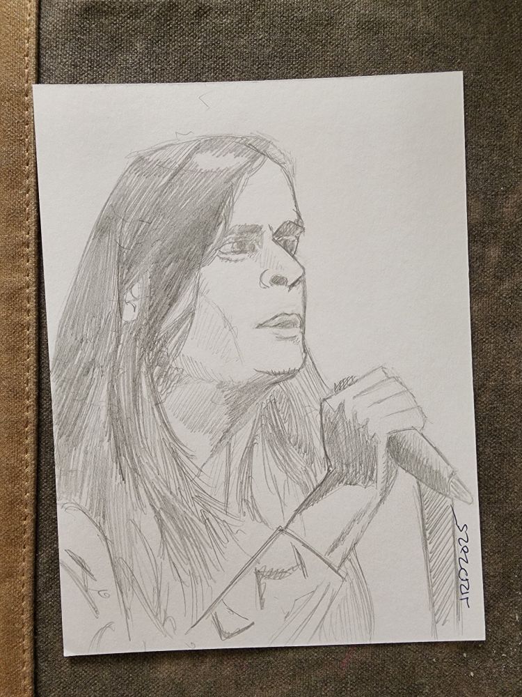 A pencil sketch by Robert Deans of Ozzy Osbourne