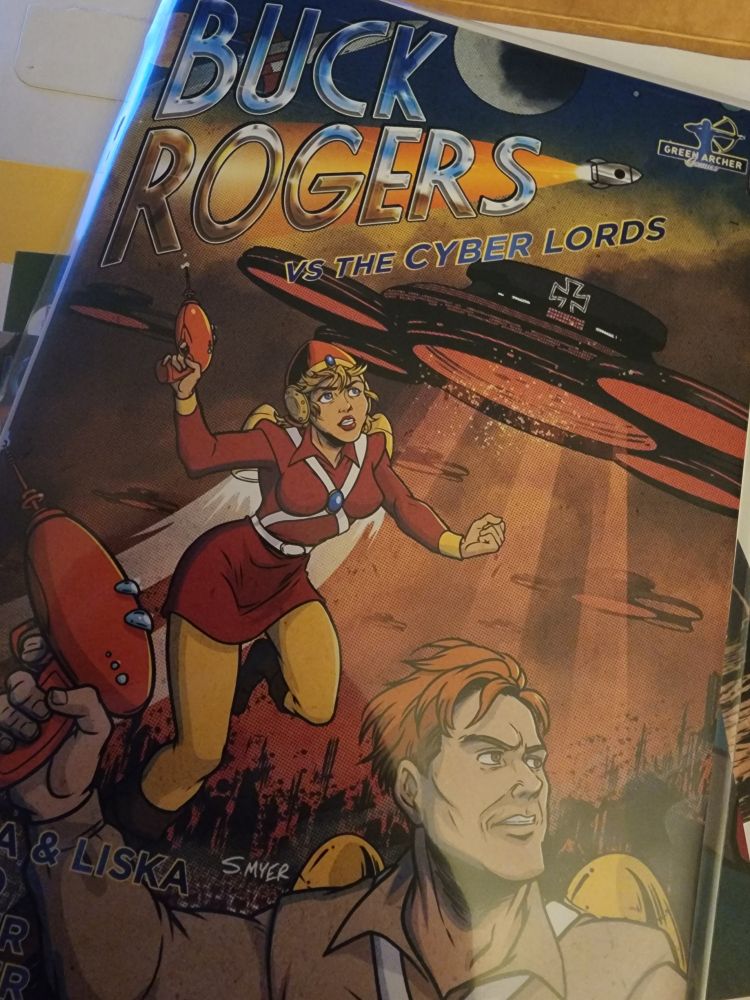 The cover, with art by Sarah Myer, to Buck Rogers vs the Cyber Lords by Green Archer Comics