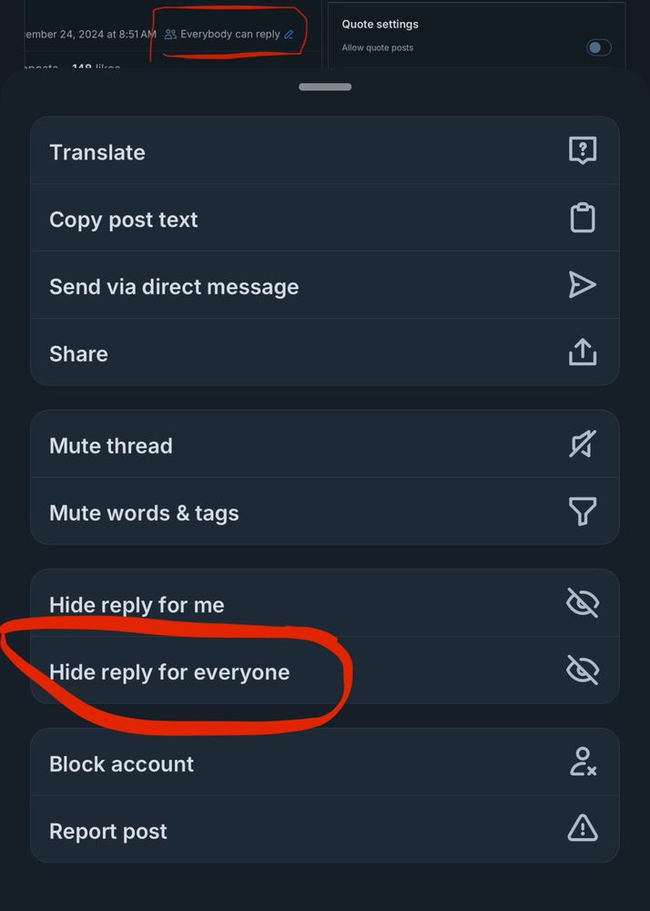 Press “hide reply for everyone”