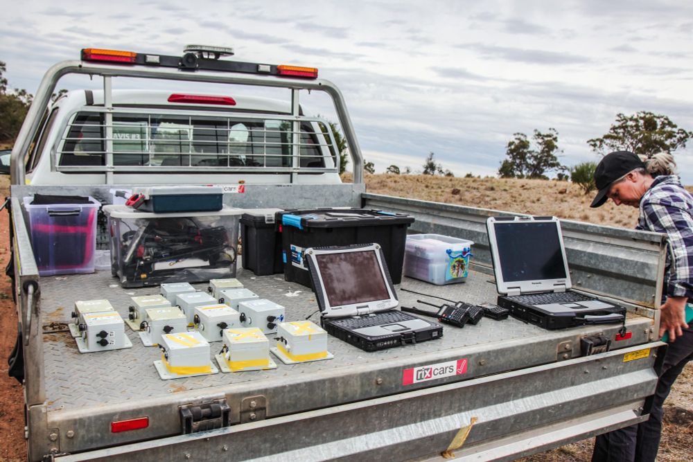 4 wheel drive pickup with sensors and communications equipment for deploying on a sensor network site at a bush heritage reserve in australia