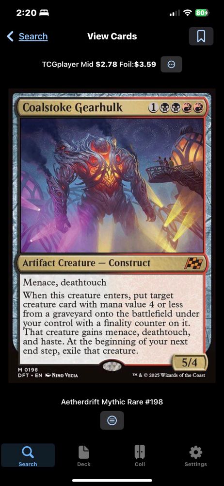 coalstoke gearhulk, aetherdrift mtg set