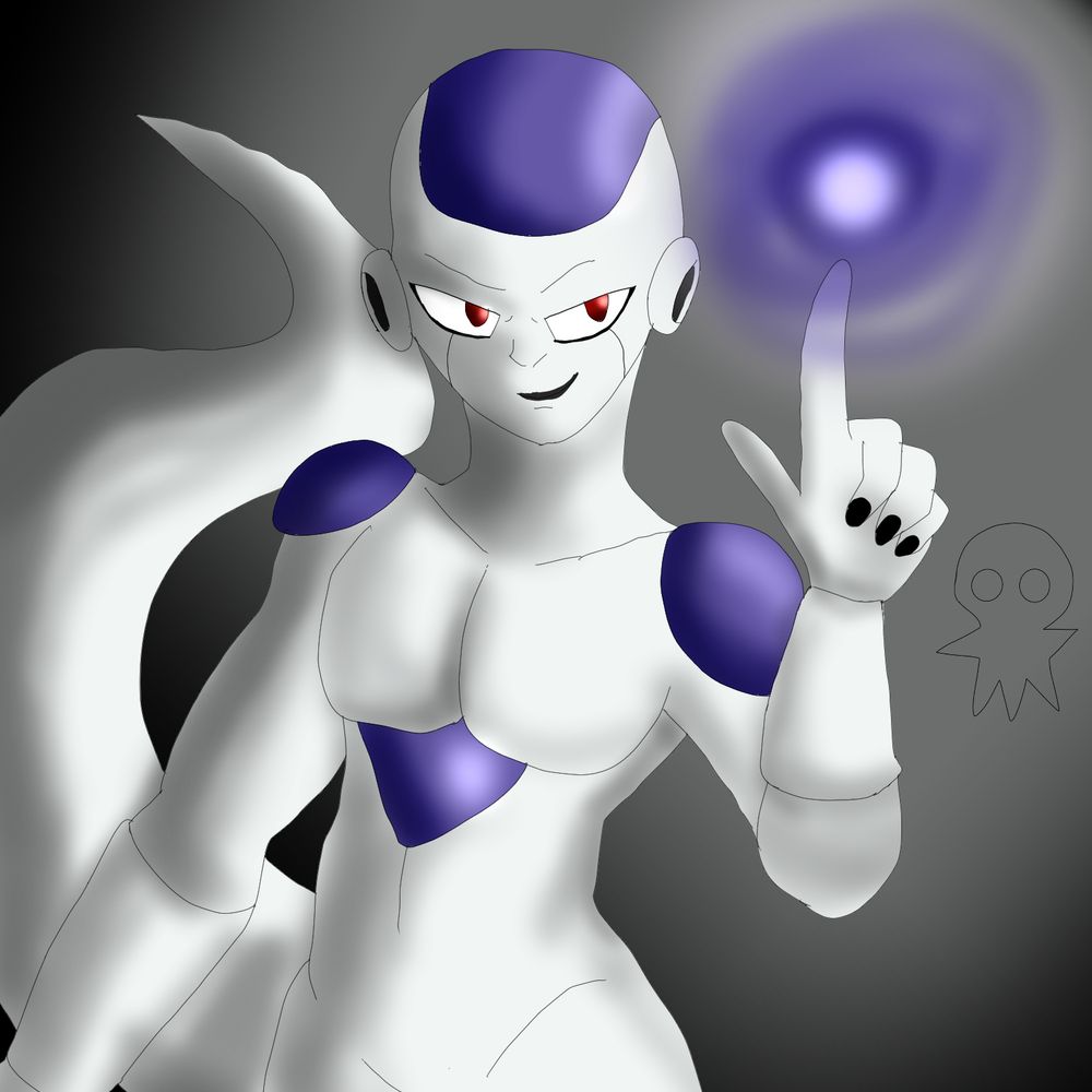 Frieza from DragonBall Z charging his death beam.