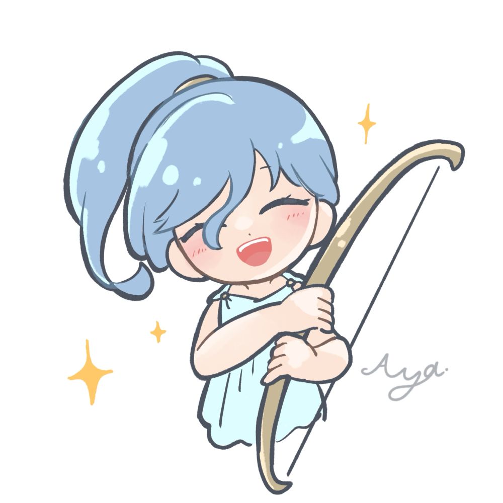 弓を持っている笑顔のアルテミス