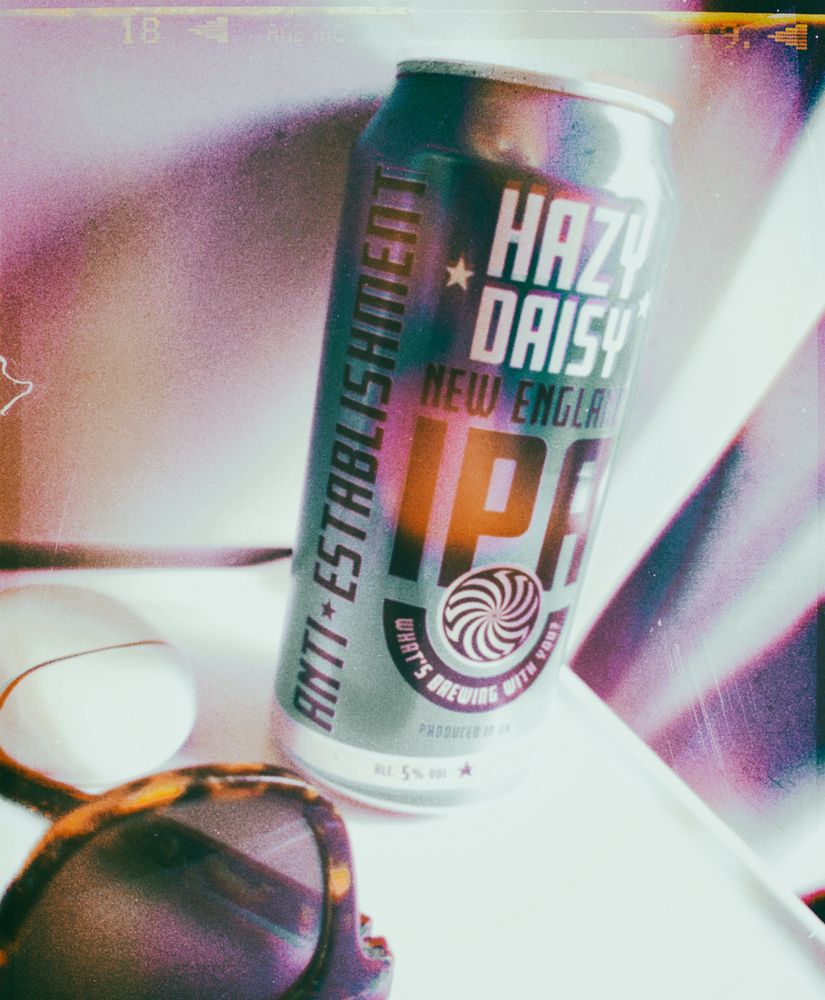 Tin of ale on the train. It's a New England IPA.