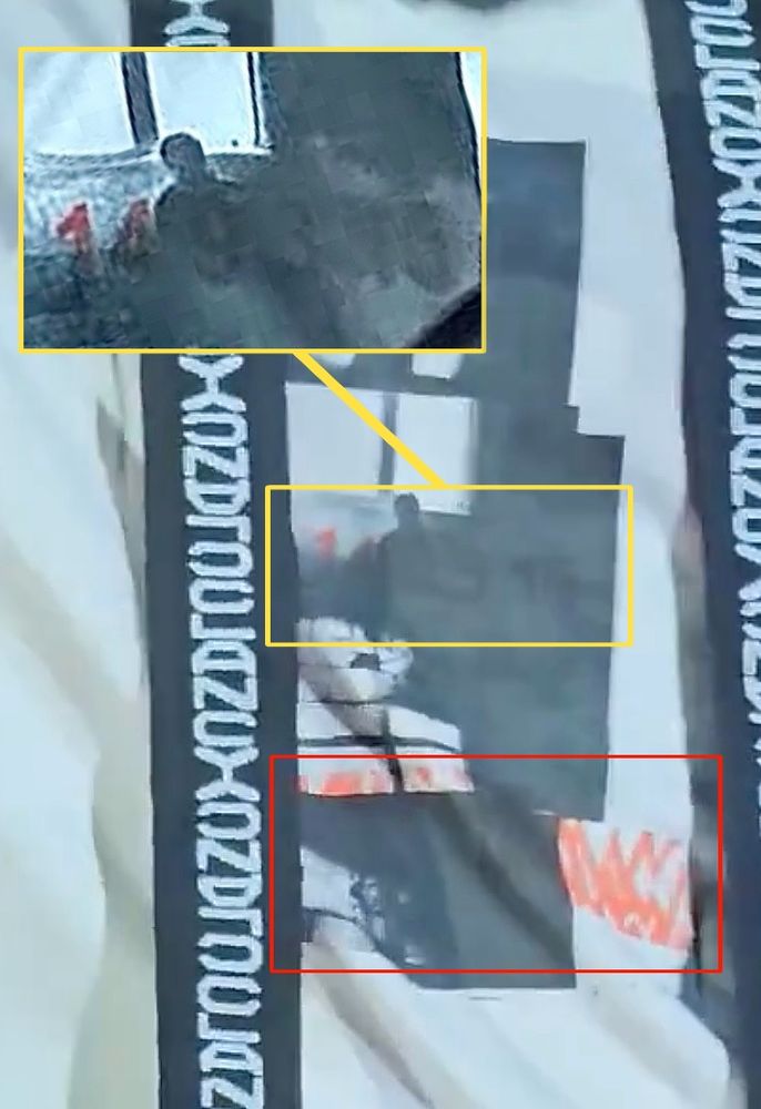 tyler's shirt used in rio de janeiro, brazil. the pattern and numbers are highlighted by a red and yellow square, in that order.