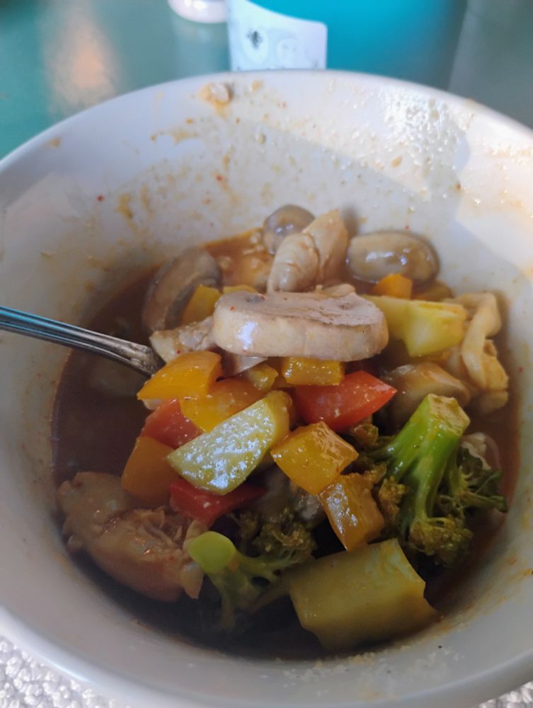 A much less empty bowl of curry. It looks delicious